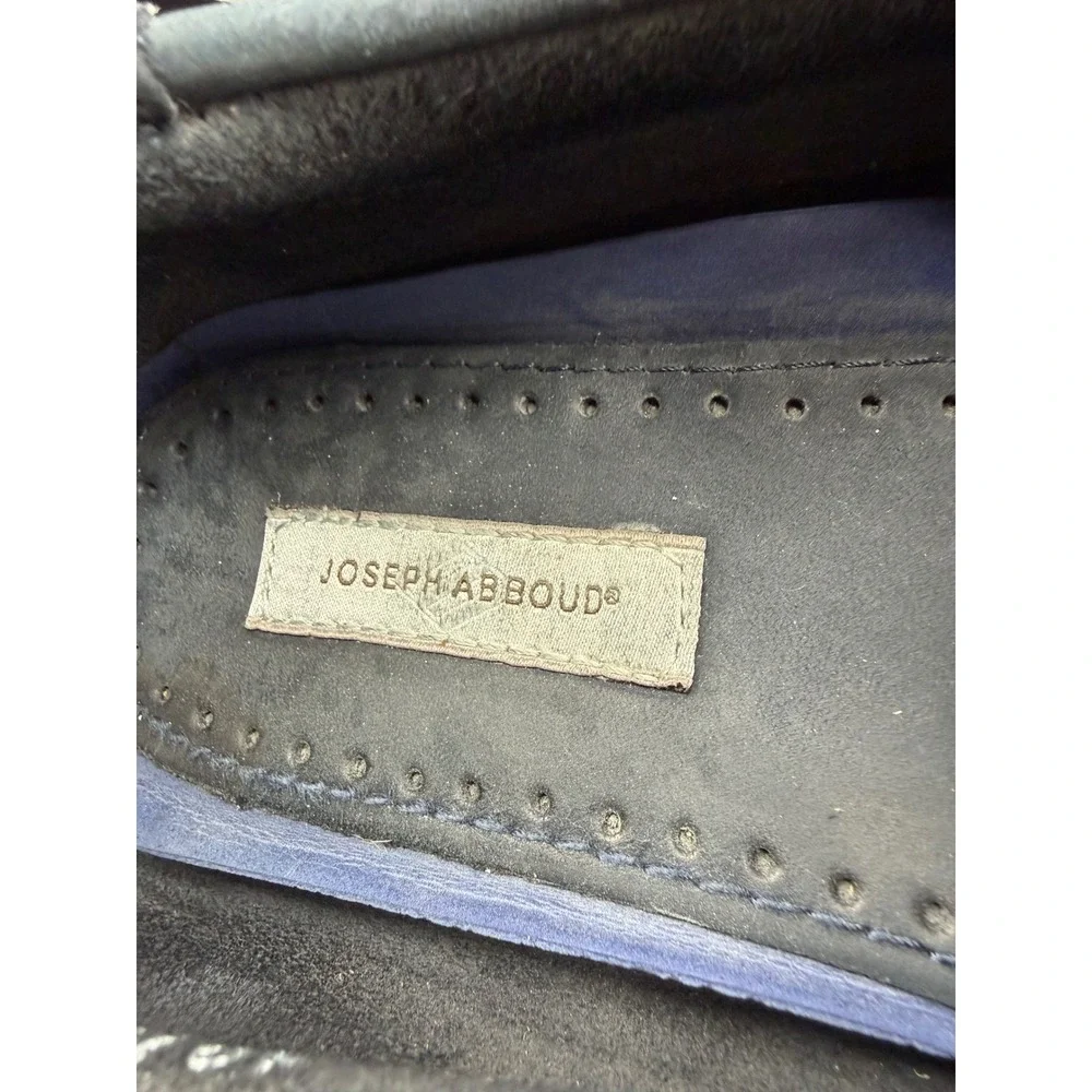 Joseph Abboud Boat Shoes‎ Mens 10 Navy Blue Nubuck Leather Moc Toe Deck Loafers